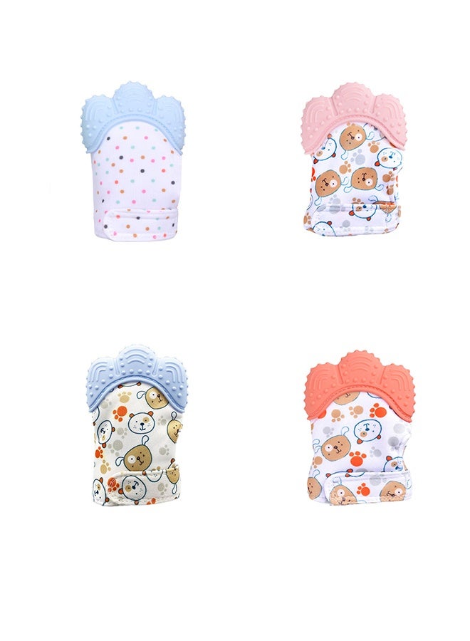 4Pack Silicone Teething Mitt, Soothing Infant Teething Mitten Pain Relief, Prevent Scratches Glove, Safe Silicone Teething Toys for 0-12 Months - Image 1
