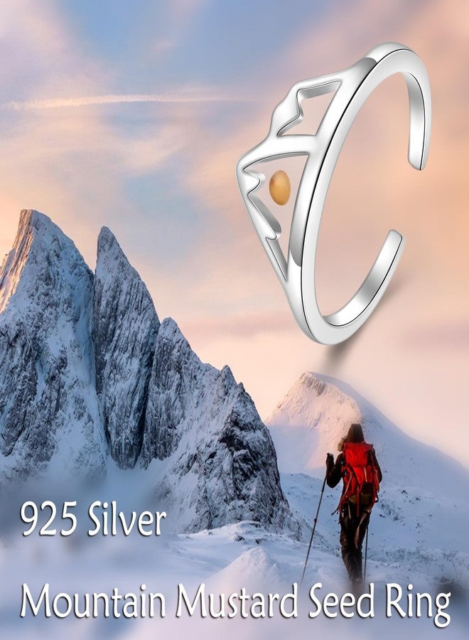 YFN Mustard Seed Ring 925 Sterling Silver Adjustable Mountain Rings Jewelry Gift for Women Girls - Image 3
