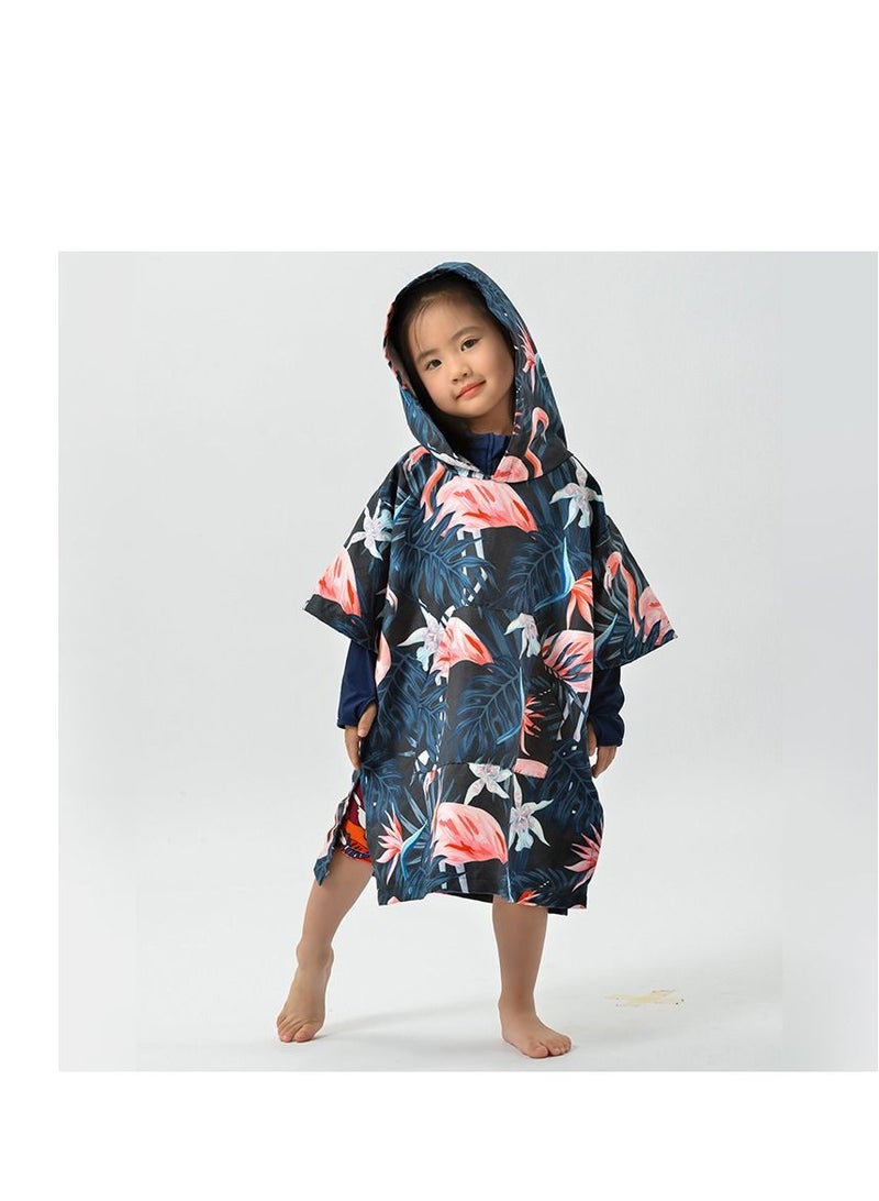 Y&D Children'S Beach Cape,Hooded Towel,Super Soft Plush Bath Cap,Suitable For Boys And Girls(Flamingo Pattern) - Image 1