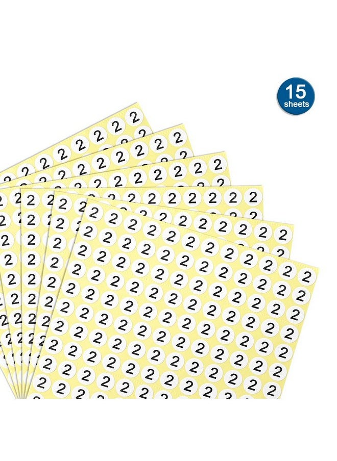 dealzEpic - Number Stickers - Number 2 Round Self Adhesive Stickers | Inventory/Storage Organizing Stickers - Set Of 15 Sheets  - Image 2