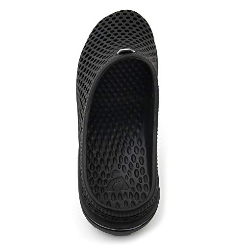 Amoji Garden Clogs Garden Shoes Shower Slippers Sandals Yard Gardening Beach Water Plastic Rubber Comfortable House Indoor Summer Adult Female Male AM161 Black Size 10 Women/8 Men - Image 4