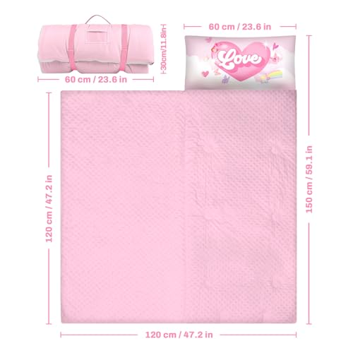 alldomess Toddler Nap Mat Kids Sleeping Bag 5924 Soft Slumber Bag with Removable Pillow for Kids Girls BoysRoll Up Sleeping Mat Lightweight for CampingDaycare KindergardenUnicorn - Image 3