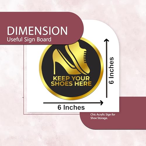 True Flair Trueflair Keep Your Shoes Here Stickers for Glass Door, Acrylic Golden Black Sign Signage, Self Adhesive, Office Supplies (Keep Your Shoes Here) - Image 2