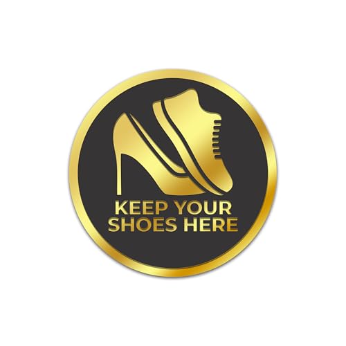 True Flair Trueflair Keep Your Shoes Here Stickers for Glass Door, Acrylic Golden Black Sign Signage, Self Adhesive, Office Supplies (Keep Your Shoes Here) - Image 1