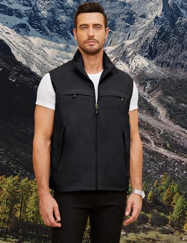 Gihuo Mens Vest Casual Lightweight Vests Summer Sleeveless Jackets for Travel Hiking Fishing(Black-XL) - Image 3