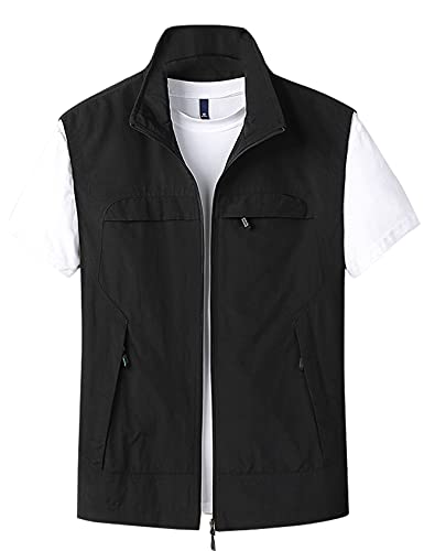 Gihuo Mens Vest Casual Lightweight Vests Summer Sleeveless Jackets for Travel Hiking Fishing(Black-XL) - Image 1