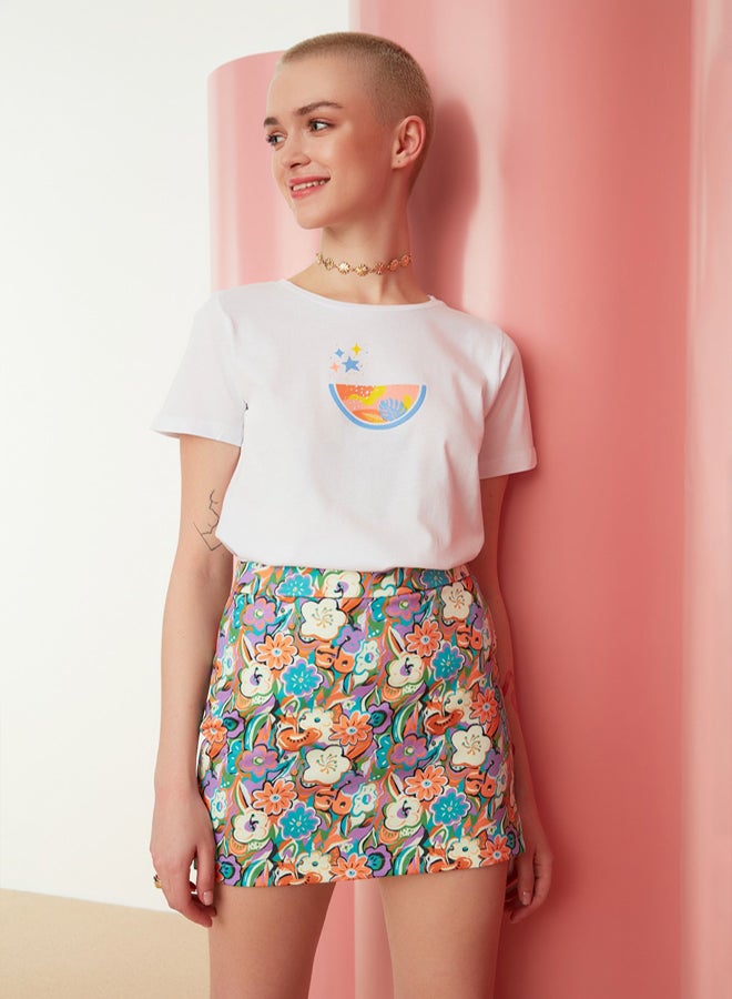 trendyol Multi Color Floral Pattern Mini Length Woven Skirt - Image 1