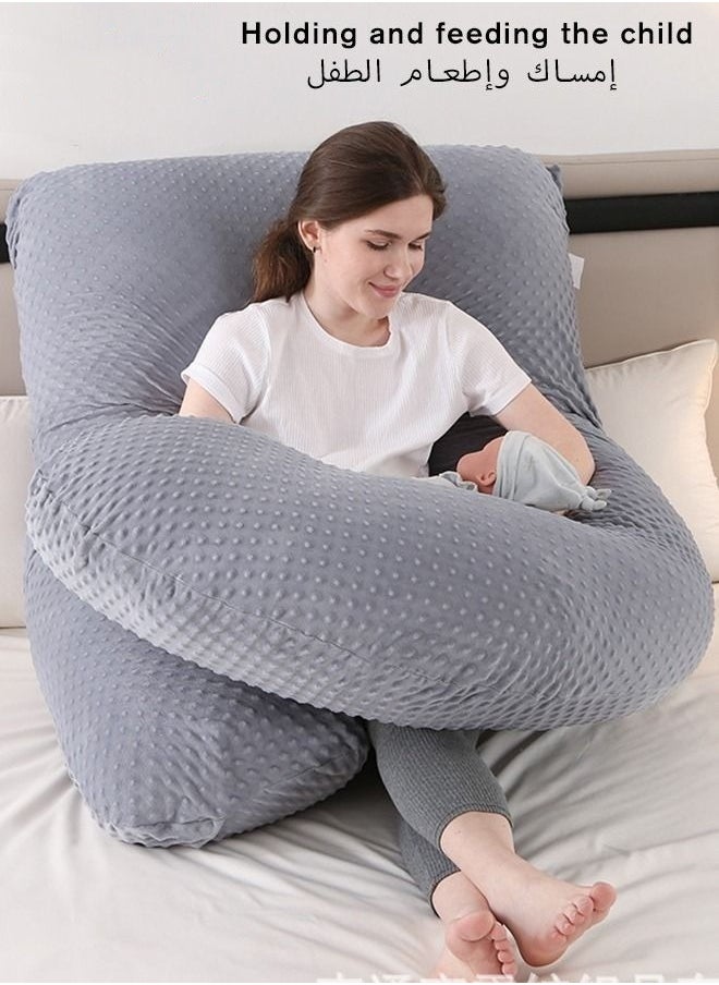 MIXDE Pregnancy Pillows for Sleeping, U Shaped Full Body Pillow for Maternity Women with Removable Jersey Cotton Cover  - Image 4