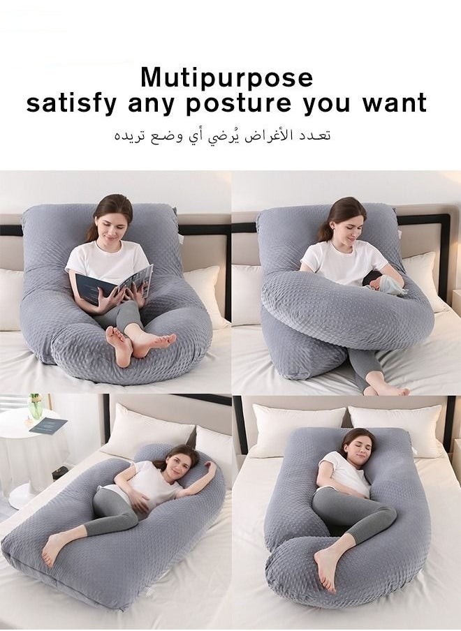 MIXDE Pregnancy Pillows for Sleeping, U Shaped Full Body Pillow for Maternity Women with Removable Jersey Cotton Cover  - Image 5