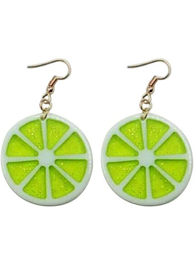 COLORFUL BLING Lemon Acrylic Dangle Earrings Fruit Earrings For Women Girls Green - Image 1