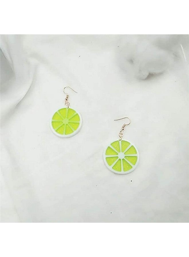 COLORFUL BLING Lemon Acrylic Dangle Earrings Fruit Earrings For Women Girls Green - Image 3