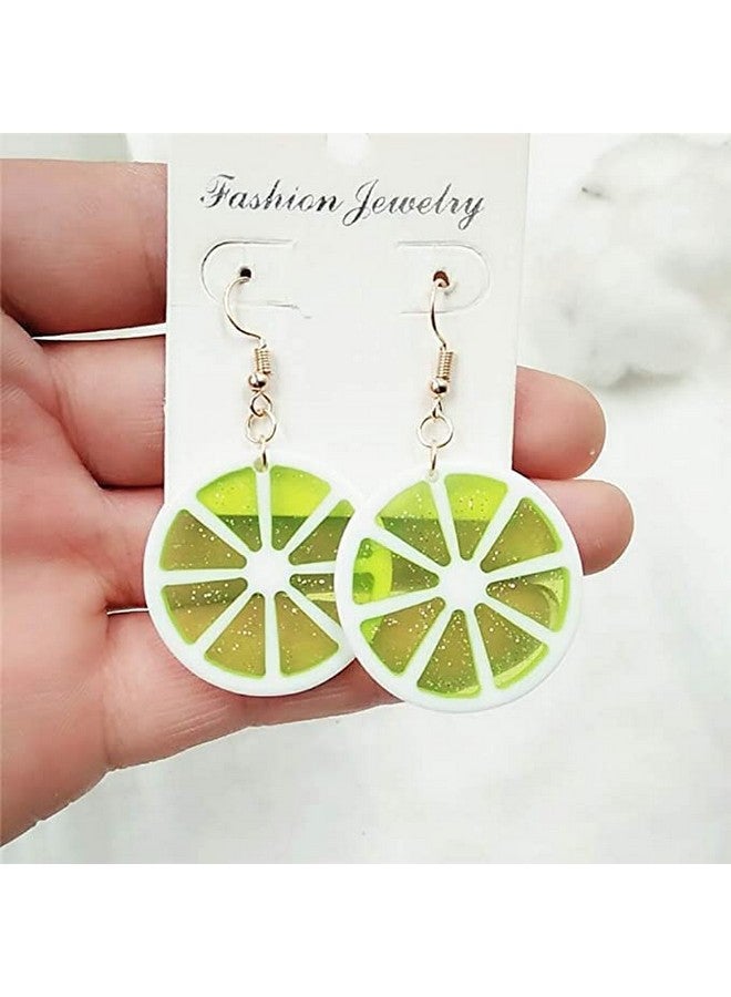 COLORFUL BLING Lemon Acrylic Dangle Earrings Fruit Earrings For Women Girls Green - Image 2