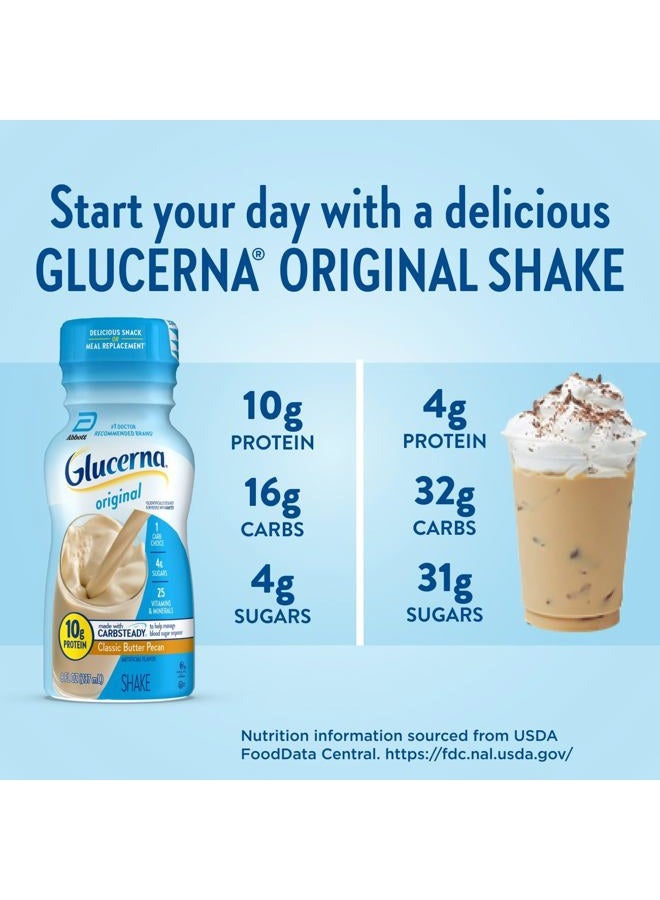 Glucerna شيك رعاية السكري الأصلي، زبدة الجوز الكلاسيكية، بديل الوجبة لمرضى السكري لدعم إدارة مستوى السكر في الدم، 10 جرام بروتين، 180 سعرة حرارية، جاهز للشرب، زجاجة سعة 8 أونصات سائلة، 24 عبوة - Image 4