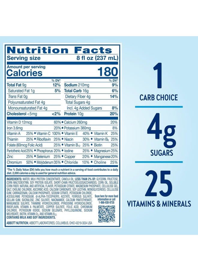 Glucerna شيك رعاية السكري الأصلي، زبدة الجوز الكلاسيكية، بديل الوجبة لمرضى السكري لدعم إدارة مستوى السكر في الدم، 10 جرام بروتين، 180 سعرة حرارية، جاهز للشرب، زجاجة سعة 8 أونصات سائلة، 24 عبوة - Image 5