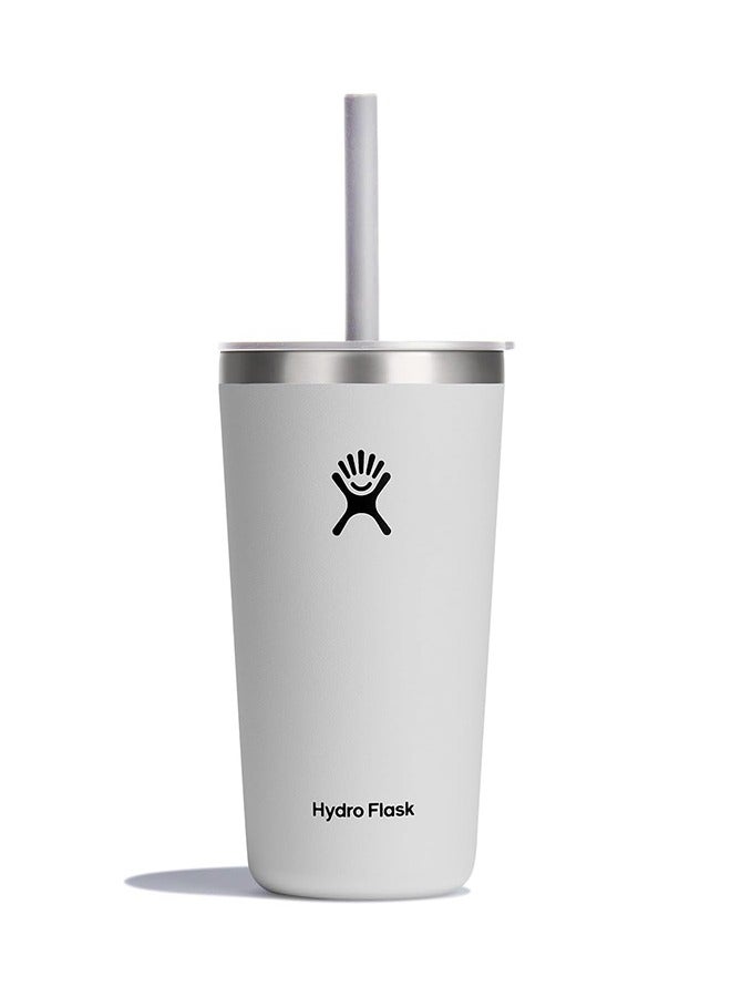 Hydro Flask كوب 16 أونصة مع غطاء قشة وعزل مزدوج من الفولاذ المقاوم للصدأ خالي من BPA - Image 1