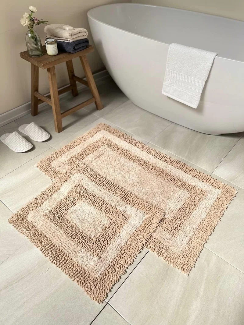 بلونيتي Baros Natural Cotton Bath Mat Set of 2 60X100+50X60 cm Beige