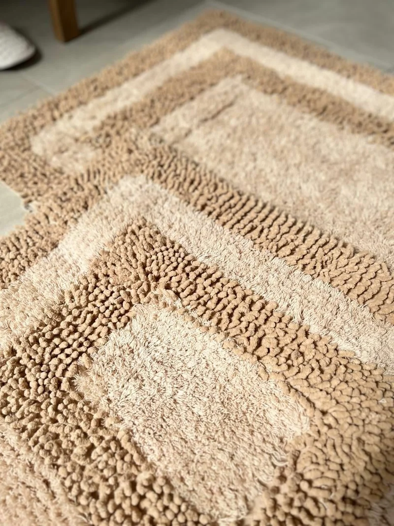 بلونيتي Baros Natural Cotton Bath Mat Set of 2 60X100+50X60 cm Beige