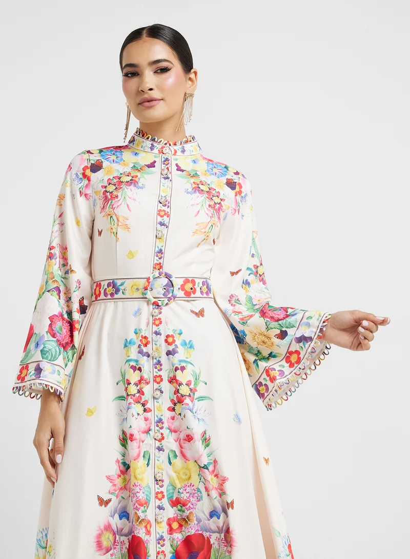 Khizana Floral Print Maxi Dress