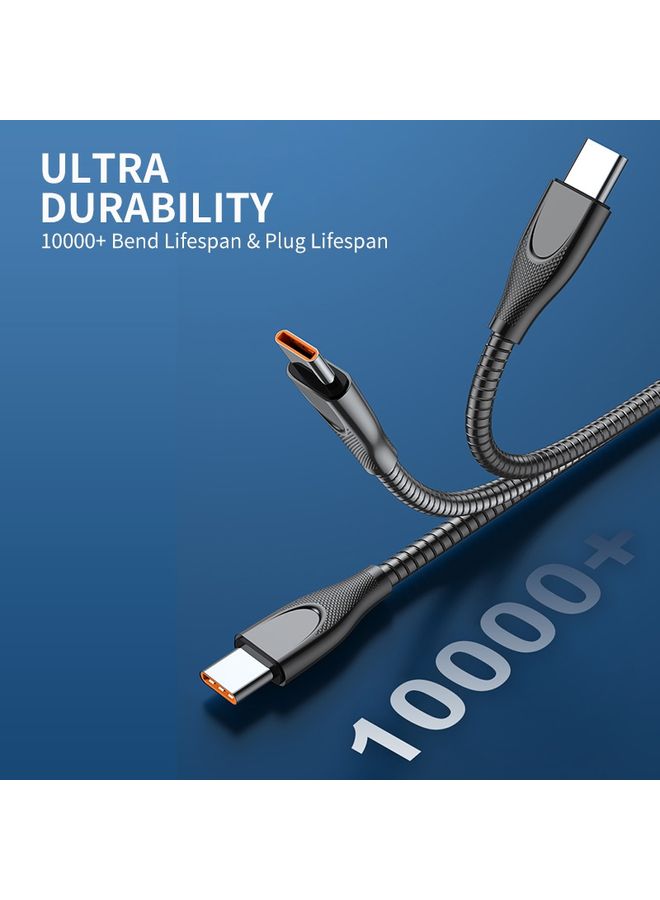 ENKAY ENKAY ENK-CB132 USB to USB-C / Type-C Carbon Steel Hose Spring 6A Supper Fast Charging Data Cable, Length:2m(Black)  - Image 5