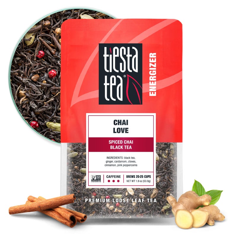 Tiesta Tea Chai Love Loose Leaf Spiced Chai Black Tea Premium Blend High Caffeinated Black Make Hot or Iced Brews Up to 25 Cups 19 Ounce Resealable Pouch - Image 2