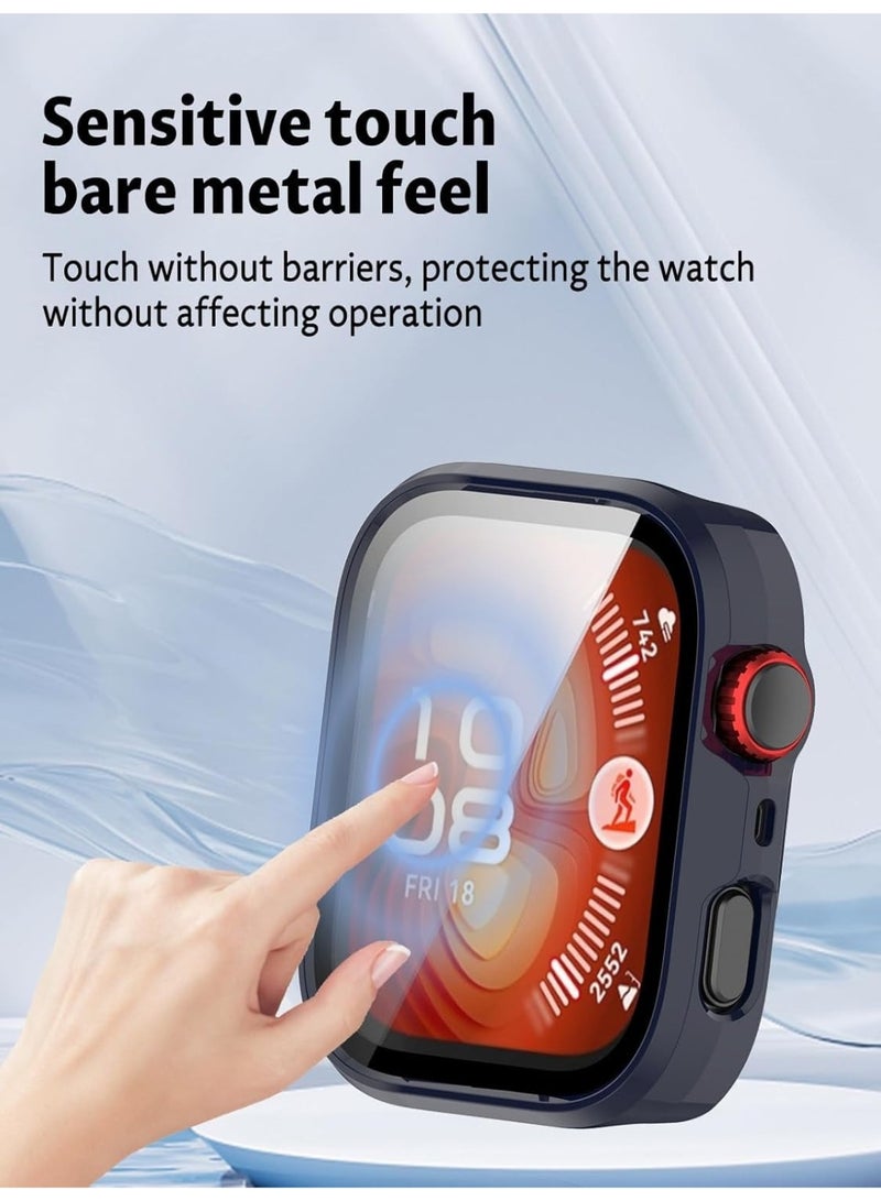 حافظة متوافقة مع ساعة هواوي واتش فيت 4 برو، حافظة صلبة رفيعة ذات تغطية كاملة مع واقي شاشة مدمج من الزجاج المقوى لساعة هواوي واتش فيت 4 برو (أزرق) - Image 4