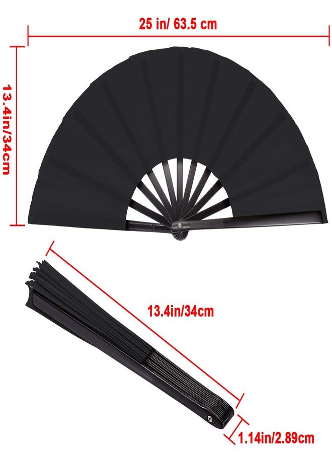 Maitys 2 Packs Large Folding Hand Fans 13'' Chinese Handheld Fan Large Clap Fans for Line Dancing, Tai Chi, Festival, Kung Fu, Martial Art, Gift, Includes 2 Pouch (Black) - Image 2