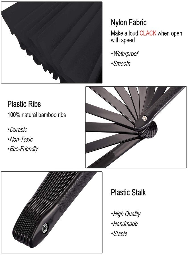 Maitys 2 Packs Large Folding Hand Fans 13'' Chinese Handheld Fan Large Clap Fans for Line Dancing, Tai Chi, Festival, Kung Fu, Martial Art, Gift, Includes 2 Pouch (Black) - Image 4