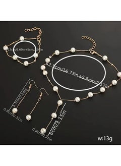 Home Clearance Sale Elegant 4pcs Faux Pearl Jewelry Set for Women - Includes Necklace, Bracelet & Earrings - Perfect for Casual Attire  - Image 2