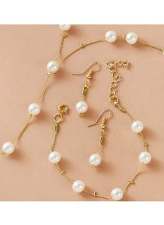 Home Clearance Sale Elegant 4pcs Faux Pearl Jewelry Set for Women - Includes Necklace, Bracelet & Earrings - Perfect for Casual Attire  - Image 3