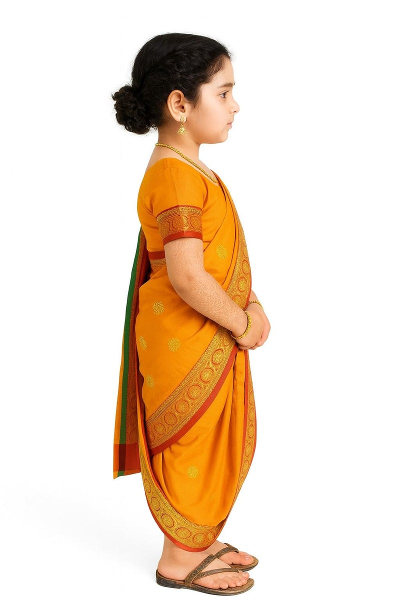 mylilprincess My Lil Princess Girls Ready to Wear Nauwari Saree with Blouse – Traditional Maharashtrian Costume for Festivals & School Functions (4–10 Years) - Image 2