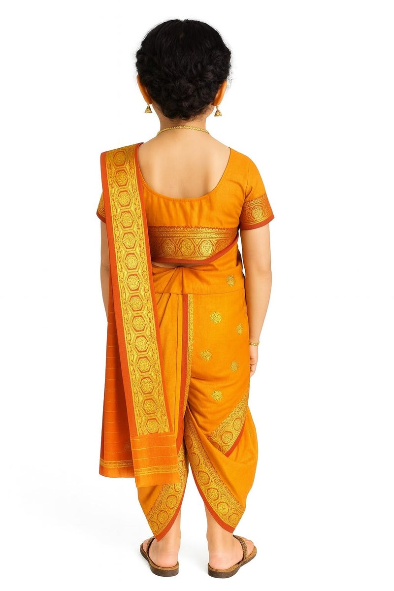 mylilprincess My Lil Princess Girls Ready to Wear Nauwari Saree with Blouse – Traditional Maharashtrian Costume for Festivals & School Functions (4–10 Years) - Image 3