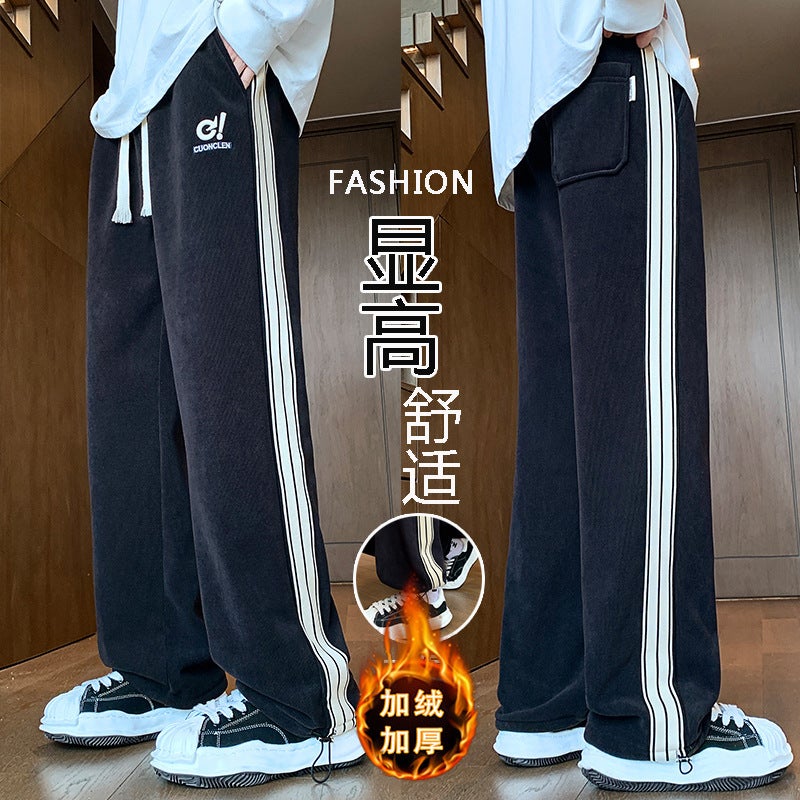 15 Teenagers Long Pants 12 Boys 13 Years Old High School Students Fleece-Lined Thick Sweatpants Older Children Casual Pants - Image 2