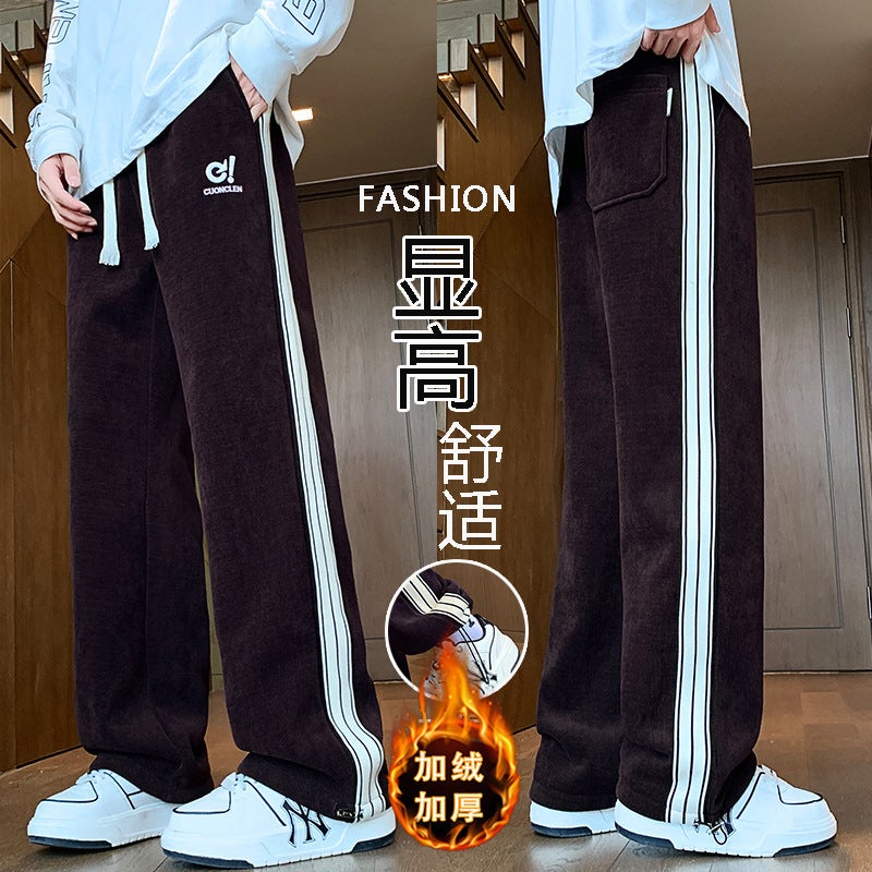 15 Teenagers Long Pants 12 Boys 13 Years Old High School Students Fleece-Lined Thick Sweatpants Older Children Casual Pants - Image 5