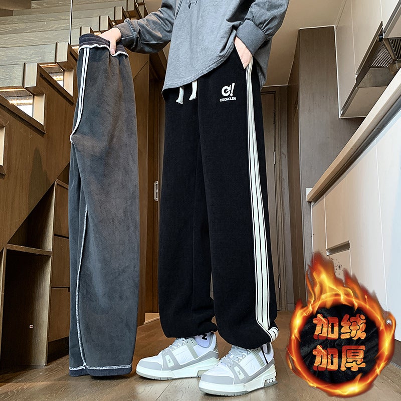 15 Teenagers Long Pants 12 Boys 13 Years Old High School Students Fleece-Lined Thick Sweatpants Older Children Casual Pants - Image 3