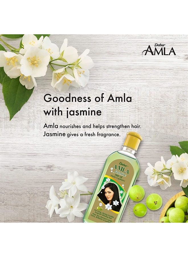 Dabur زيت شعر أملاء ياسمين - زيت أملاء، زيت شعر أملاء، زيت أملاء لشعر صحي وفروة رأس مرطبة، زيت شعر هندي للرجال والنساء، منتجات تقوية الشعر (300 مل) - Image 2