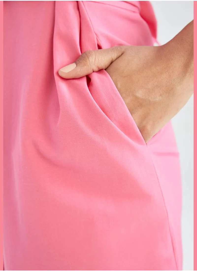 DeFacto Sleeveless Belted Midi Poplin Dress