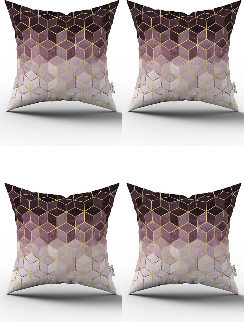 Purple Gold Mosaic Patterned Digital Printed Throw Pillow Pillow Case Set 4KMBS180 