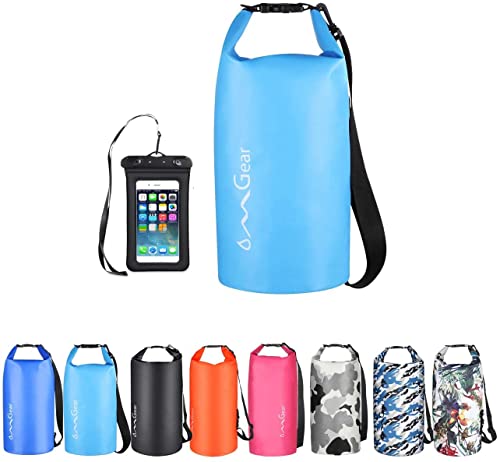 OMGear Waterproof Dry Bag Backpack Waterproof Phone Pouch 40L/30L/20L/10L/5L Floating Dry Sack For Kayaking Boating Sailing Canoeing Rafting Hiking Camping Outdoors Activities (Light blue2, 5L) - Image 1