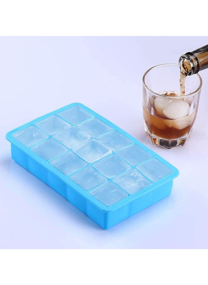 Beauenty Silicone Ice Cube Tray, 2Pcs Reusable Square Ice Cube Molds for Water, Juice, Cocktails, Beverages, Jelly, Flexible and Easy to Release Molds (Blue)  - Image 5