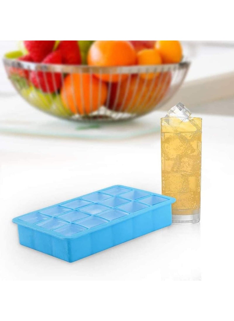 Beauenty Silicone Ice Cube Tray, 2Pcs Reusable Square Ice Cube Molds for Water, Juice, Cocktails, Beverages, Jelly, Flexible and Easy to Release Molds (Blue)  - Image 4