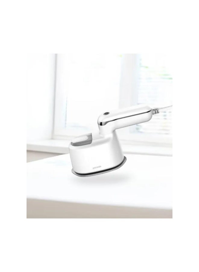 بورودو مكواة بخار وحرارة محمولة مدمجة بمقبض دوار، تصميم حاصل على براءة اختراع، سعة خزان مياه 120 مل، قاعدة سيراميك، مكواة بخار يدوية للاستخدام الجاف والرطب، جهاز كي الملابس بالبخار 1100 واط - أبيض - Image 2