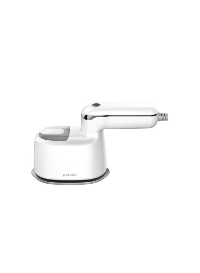 بورودو مكواة بخار وحرارة محمولة مدمجة بمقبض دوار، تصميم حاصل على براءة اختراع، سعة خزان مياه 120 مل، قاعدة سيراميك، مكواة بخار يدوية للاستخدام الجاف والرطب، جهاز كي الملابس بالبخار 1100 واط - أبيض - Image 1