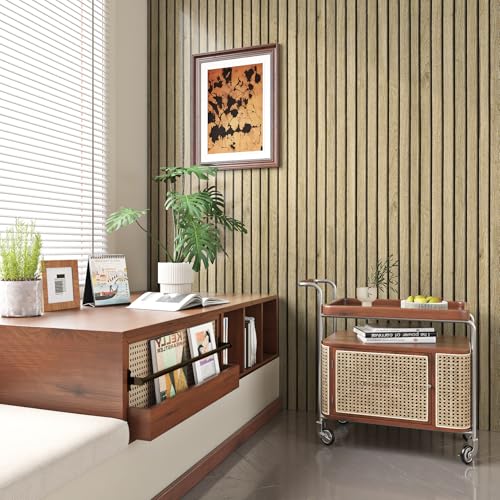 ReWallpaper Wood Panel Wallpaper Peel and Stick 3D Oak Wood Slat Wallpaper for Bathroom Waterproof Contact Paper Cabinets Door Covers Decorative Living Room Accent Wall Panels for Bedroom 17.7inx6.5ft - Image 2