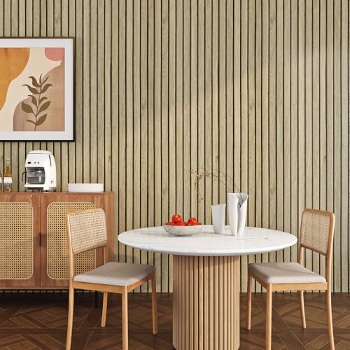 ReWallpaper Wood Panel Wallpaper Peel and Stick 3D Oak Wood Slat Wallpaper for Bathroom Waterproof Contact Paper Cabinets Door Covers Decorative Living Room Accent Wall Panels for Bedroom 17.7inx6.5ft - Image 5