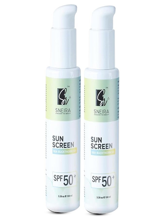 SNEIRA SEA BUCKTHORN OIL Sunscreen SPF 50+ 200 ml, Broad Spectrum UVA & UVB Protection for Face-Body, Fast Absorbing with No White Cast Paraben Free, Water Resistant For All Type Of Skin (Women & Men) - Image 1