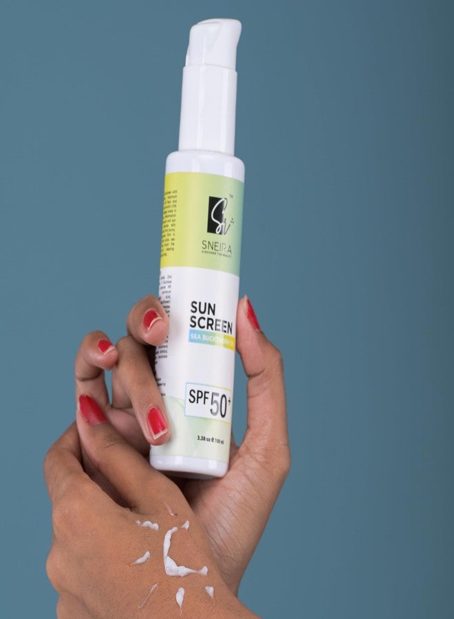 SNEIRA SEA BUCKTHORN OIL Sunscreen SPF 50+ 200 ml, Broad Spectrum UVA & UVB Protection for Face-Body, Fast Absorbing with No White Cast Paraben Free, Water Resistant For All Type Of Skin (Women & Men) - Image 4