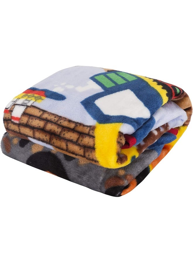EVERYDAY KIDS EVERYDAY KIDS Toddler Throw Blanket - 30" by 40" - Under Construction - Super Soft, Plush, Warm and Comfortable  - Image 2