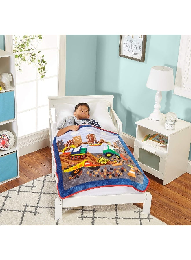 EVERYDAY KIDS EVERYDAY KIDS Toddler Throw Blanket - 30" by 40" - Under Construction - Super Soft, Plush, Warm and Comfortable  - Image 3