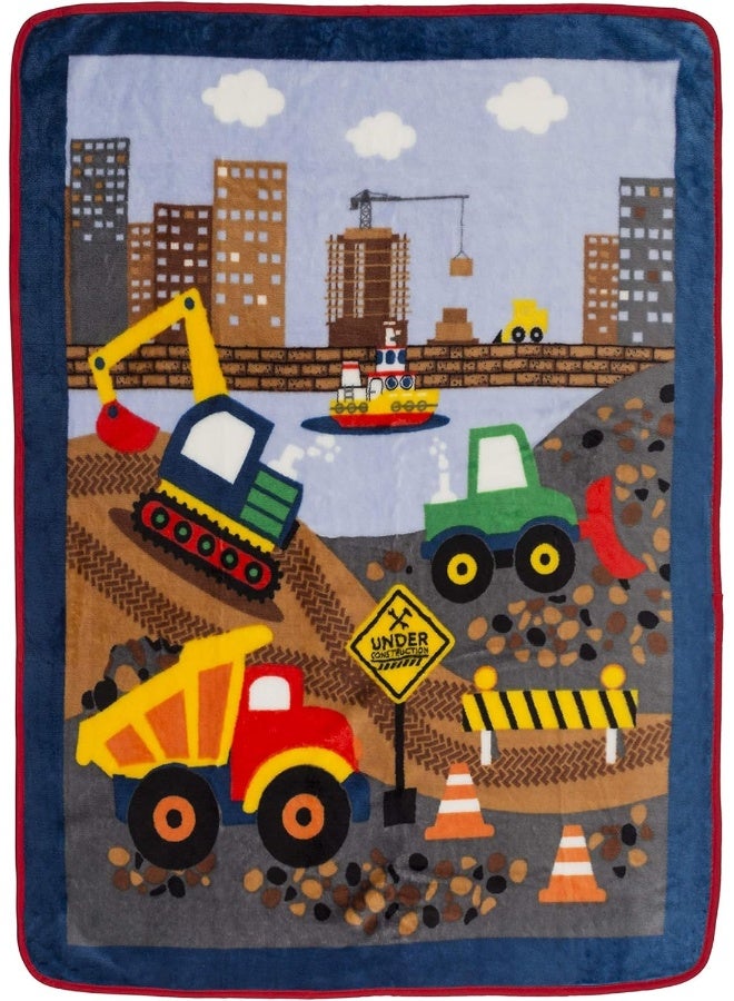 EVERYDAY KIDS EVERYDAY KIDS Toddler Throw Blanket - 30" by 40" - Under Construction - Super Soft, Plush, Warm and Comfortable  - Image 1