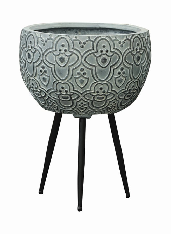 serene Portable Round Planter with Tripod Stand Grey and Black 48 x 37 x 37 cm